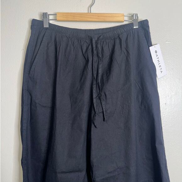 Athleta Paradise Wide Leg Pant Black Linen Blend MP Medium Petite - Picture 4 of 7